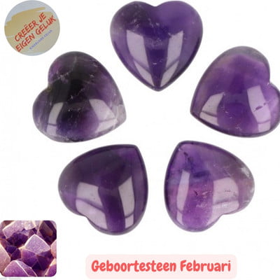 Geboortesteen februari amethist hart