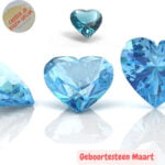 MAART oorbedels zilver met geboortesteen blauw aquamarijn zirconia